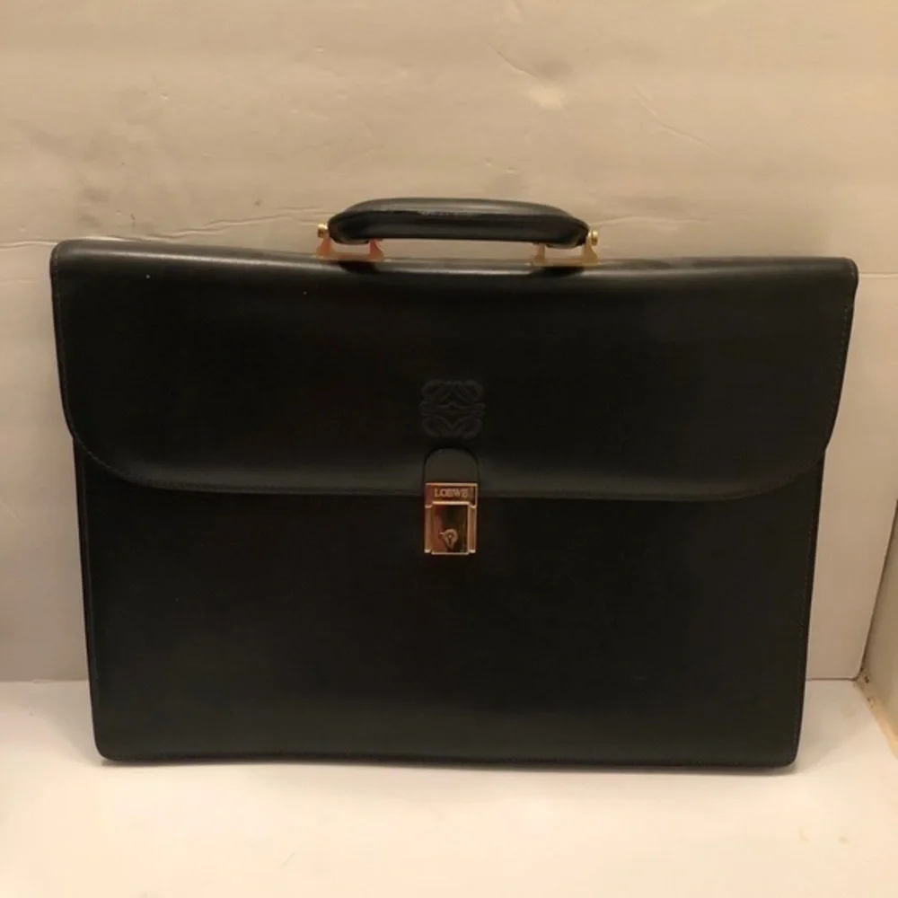 Loewe briefcase black leather made in Spain